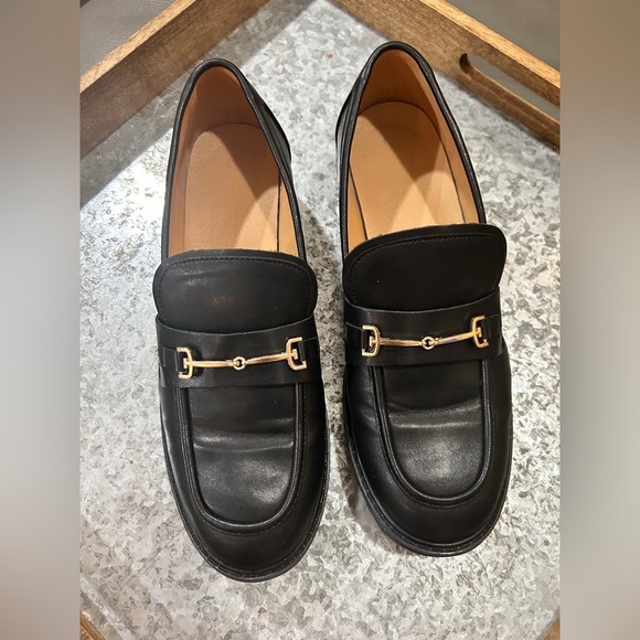 Women’s Black Lug Sole platform mid chunky xfords shoes w/metal chain size 9 NIB - Picture 1 of 5